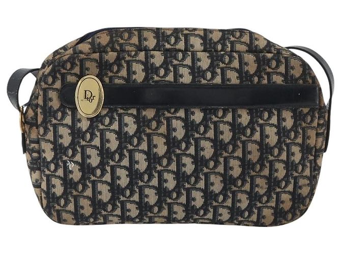Borsa a tracolla Christian Dior Trotter Canvas Navy Gold Auth ep15075 D'oro Blu navy - vista 13
