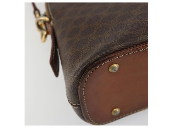 Céline Borsa a Mano CELINE Macadam Canvas PVC Pelle 2way Marrone Oro Auth gh2206 D'oro - vista 17