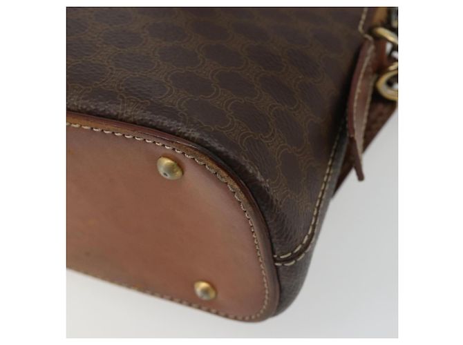 Céline Borsa a Mano CELINE Macadam Canvas PVC Pelle 2way Marrone Oro Auth gh2206 D'oro - vista 18