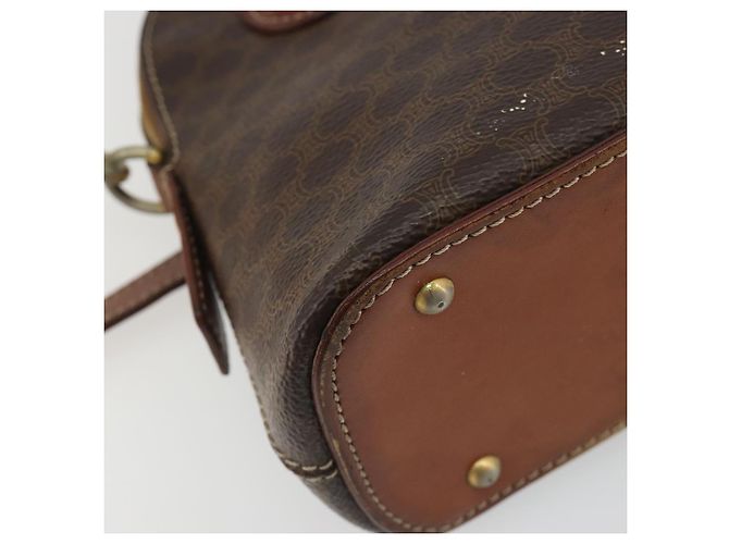 Céline Borsa a Mano CELINE Macadam Canvas PVC Pelle 2way Marrone Oro Auth gh2206 D'oro - vista 19