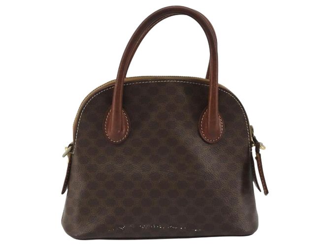 Céline Borsa a Mano CELINE Macadam Canvas PVC Pelle 2way Marrone Oro Auth gh2206 D'oro - vista 2