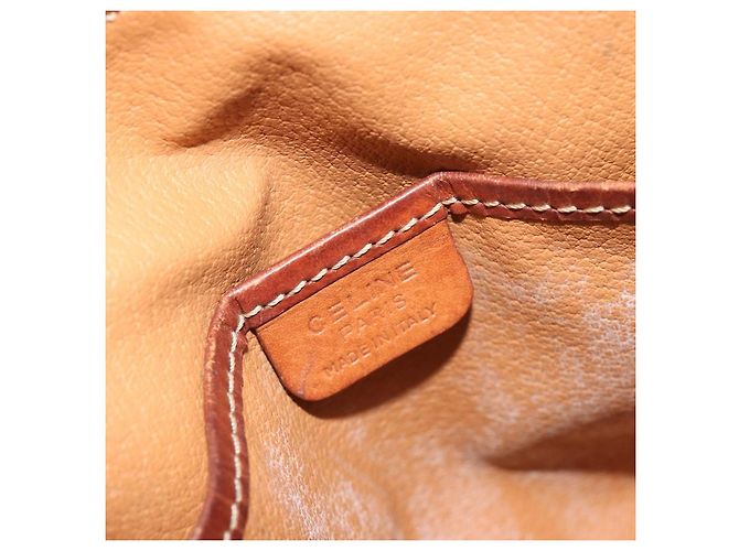Céline Borsa a Mano CELINE Macadam Canvas PVC Pelle 2way Marrone Oro Auth gh2206 D'oro - vista 20