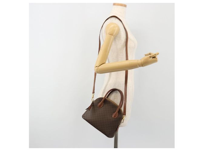 Céline Borsa a Mano CELINE Macadam Canvas PVC Pelle 2way Marrone Oro Auth gh2206 D'oro - vista 24