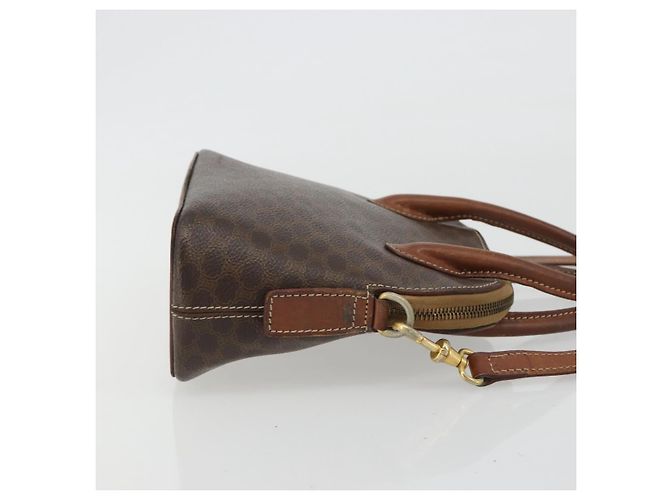 Céline Borsa a Mano CELINE Macadam Canvas PVC Pelle 2way Marrone Oro Auth gh2206 D'oro - vista 4