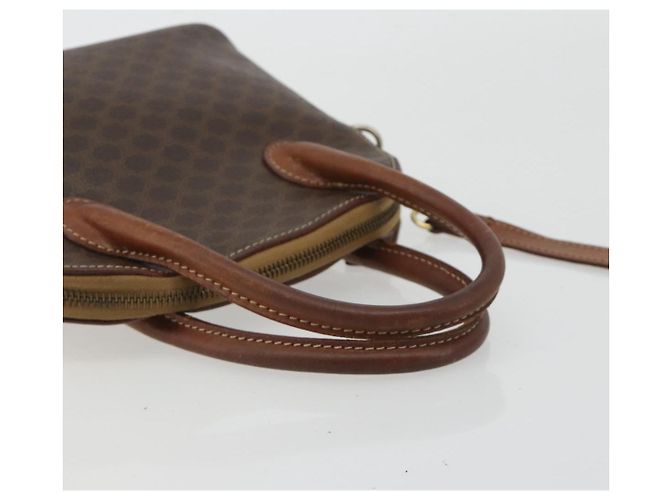 Céline Borsa a Mano CELINE Macadam Canvas PVC Pelle 2way Marrone Oro Auth gh2206 D'oro - vista 8