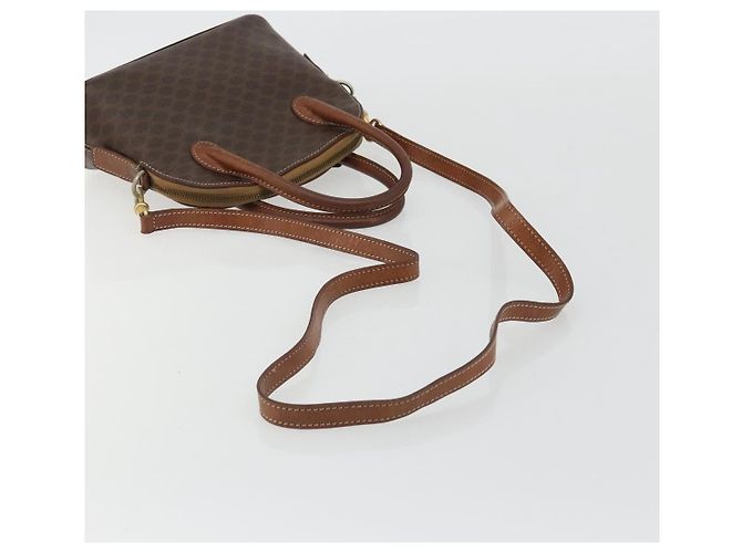 Céline Borsa a Mano CELINE Macadam Canvas PVC Pelle 2way Marrone Oro Auth gh2206 D'oro - vista 9