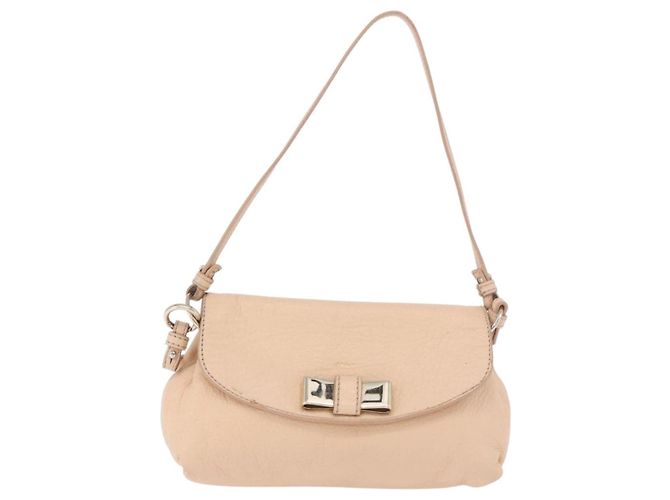 Chloé Borsa Chloe Lily in Pelle 2way Beige Oro Auth hk3885 D'oro - vista 13