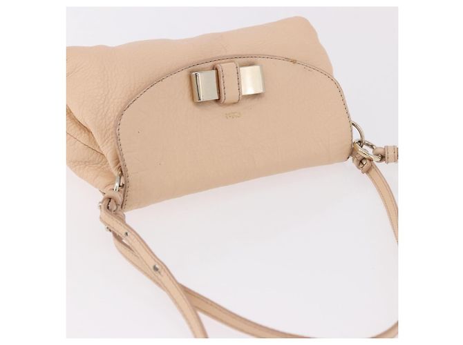 Chloé Borsa Chloe Lily in Pelle 2way Beige Oro Auth hk3885 D'oro - vista 6