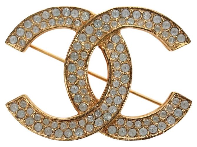 Spilla CHANEL COCO Mark in metallo color oro CC Autentica 190723M - vista 2