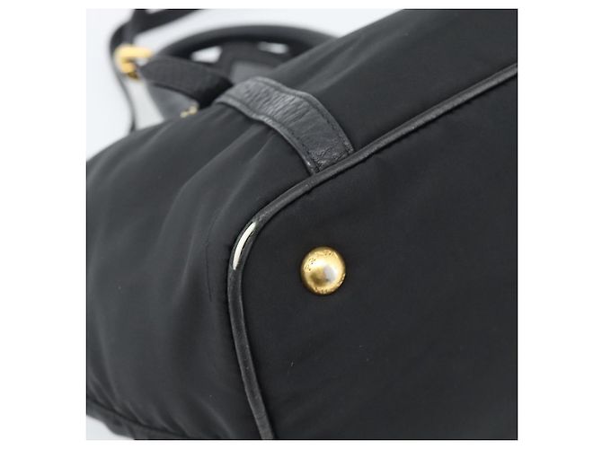 Borsa PRADA Nylon e Pelle 2way Nera Oro Autentica am12012 Nero D'oro - vista 17
