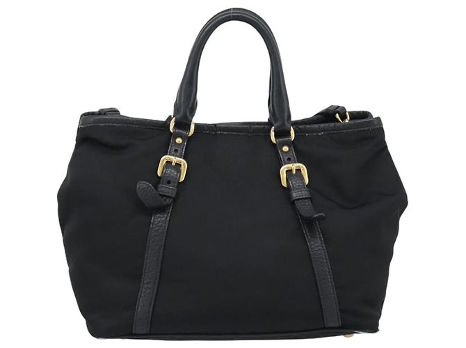 Borsa PRADA Nylon e Pelle 2way Nera Oro Autentica am12012 Nero D'oro - vista 2