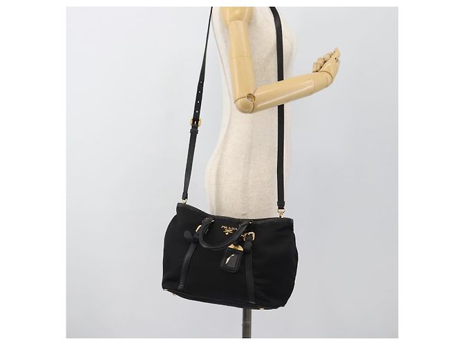 Borsa PRADA Nylon e Pelle 2way Nera Oro Autentica am12012 Nero D'oro - vista 26