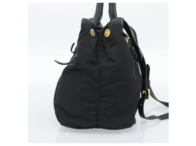 Borsa PRADA Nylon e Pelle 2way Nera Oro Autentica am12012 Nero D'oro - vista 3