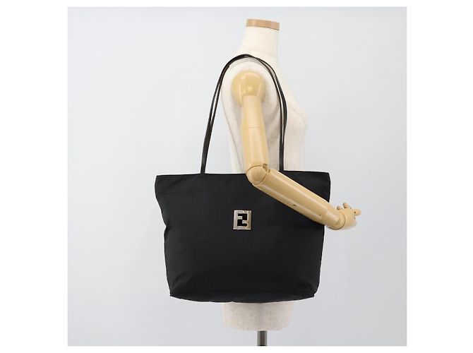 FENDI Zucca Canvas Tote Bag Nylon Schwarz Silber Authentisch ar13992 - Ansicht 23