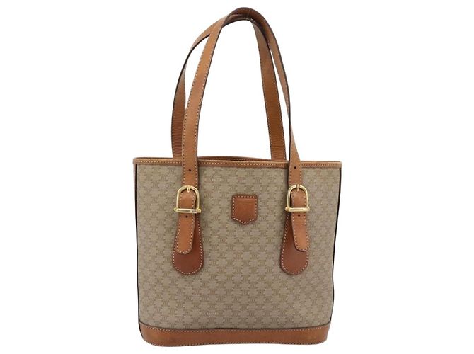 16 Céline Bolsa Tote CELINE Macadam em PVC e couro Bege Dourado Auth BA14003 - vista 13
