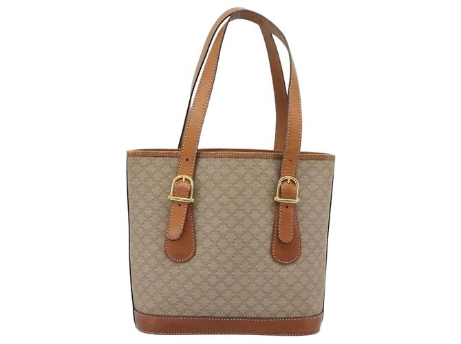 16 Céline Bolsa Tote CELINE Macadam em PVC e couro Bege Dourado Auth BA14003 - vista 2
