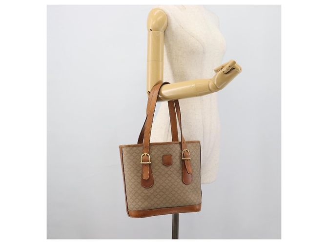 16 Céline Bolsa Tote CELINE Macadam em PVC e couro Bege Dourado Auth BA14003 - vista 22