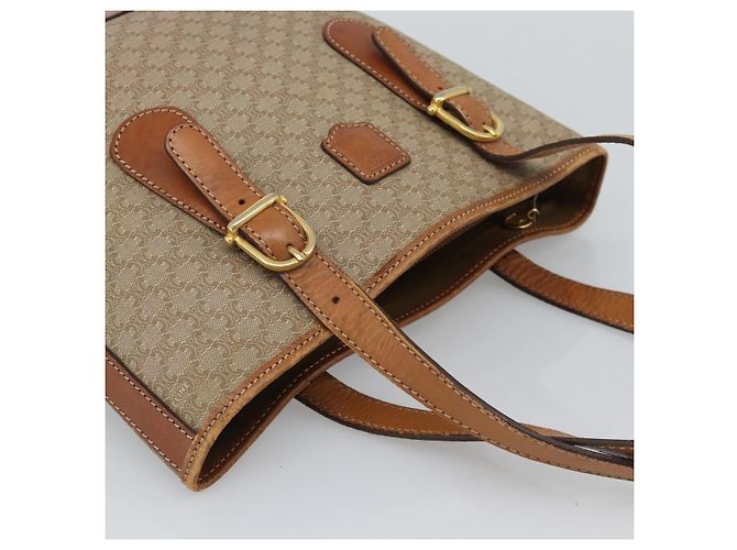 16 Céline Bolsa Tote CELINE Macadam em PVC e couro Bege Dourado Auth BA14003 - vista 6