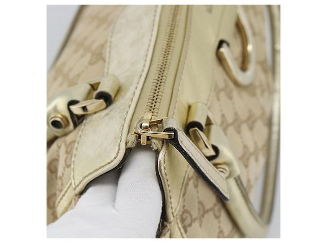 Borsa Tote GUCCI GG Canvas Abbey Beige Oro 189831 Auth BA13928A D'oro - vista 10