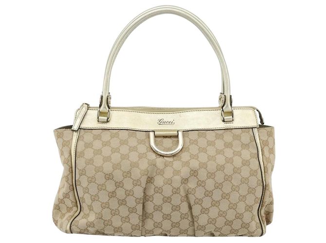 Borsa Tote GUCCI GG Canvas Abbey Beige Oro 189831 Auth BA13928A D'oro - vista 13