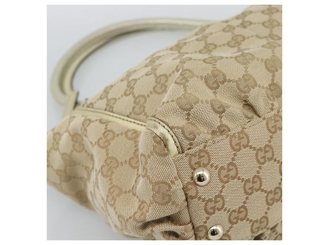 Borsa Tote GUCCI GG Canvas Abbey Beige Oro 189831 Auth BA13928A D'oro - vista 14