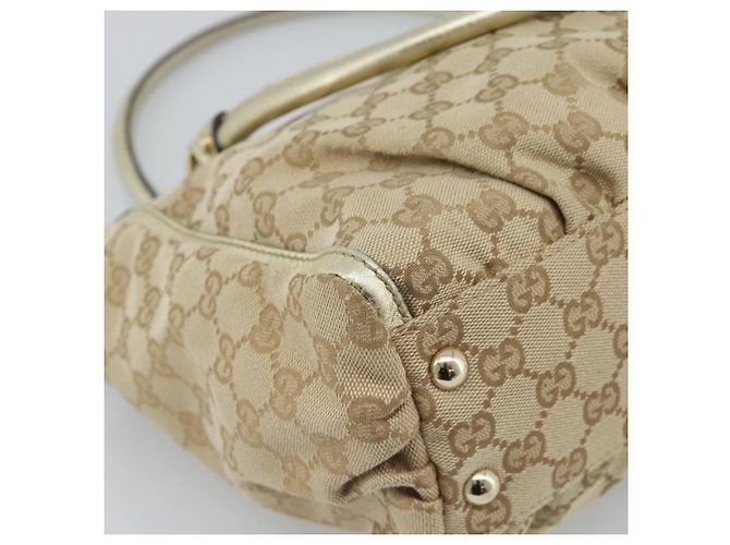 Borsa Tote GUCCI GG Canvas Abbey Beige Oro 189831 Auth BA13928A D'oro - vista 16