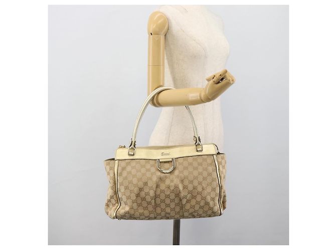Borsa Tote GUCCI GG Canvas Abbey Beige Oro 189831 Auth BA13928A D'oro - vista 22