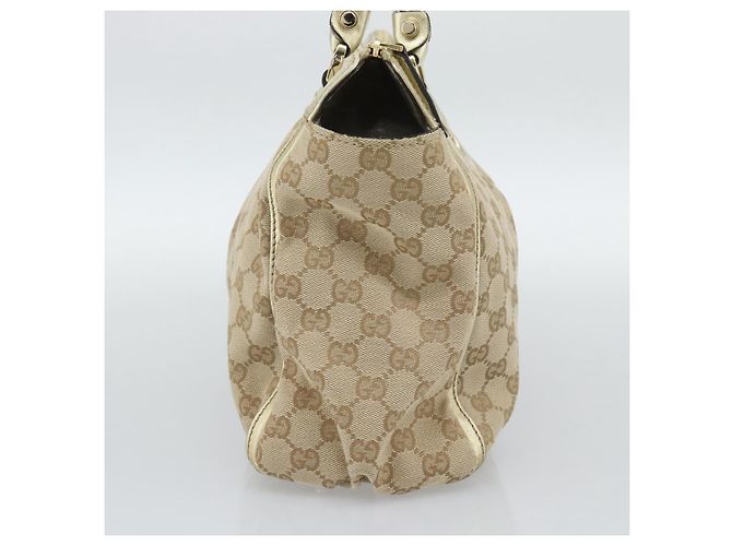 Borsa Tote GUCCI GG Canvas Abbey Beige Oro 189831 Auth BA13928A D'oro - vista 3