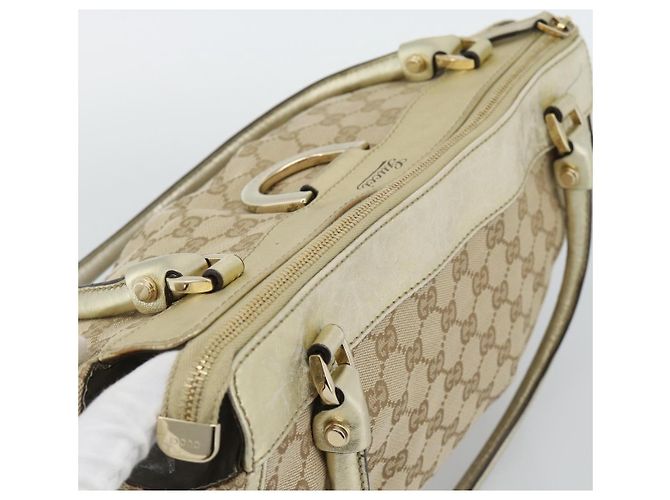 Borsa Tote GUCCI GG Canvas Abbey Beige Oro 189831 Auth BA13928A D'oro - vista 6