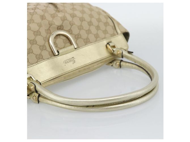 Borsa Tote GUCCI GG Canvas Abbey Beige Oro 189831 Auth BA13928A D'oro - vista 7