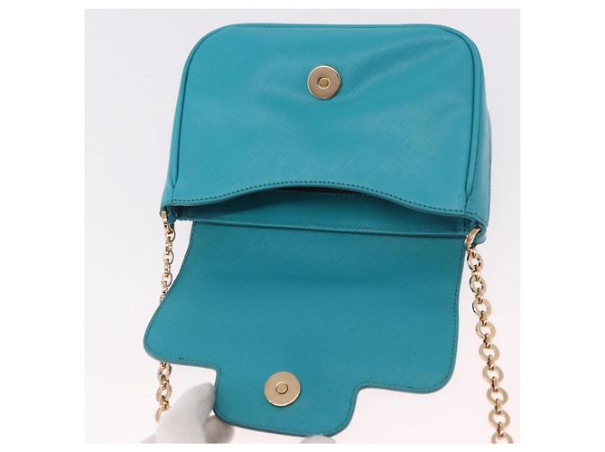Borsa a tracolla Salvatore Ferragamo Gancini in catena di pelle blu e oro Auth 191493A D'oro Turchese - vista 10