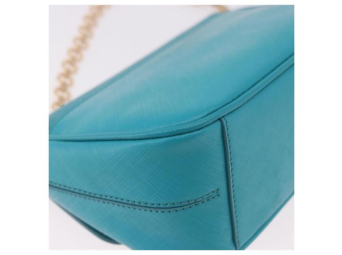 Borsa a tracolla Salvatore Ferragamo Gancini in catena di pelle blu e oro Auth 191493A D'oro Turchese - vista 15
