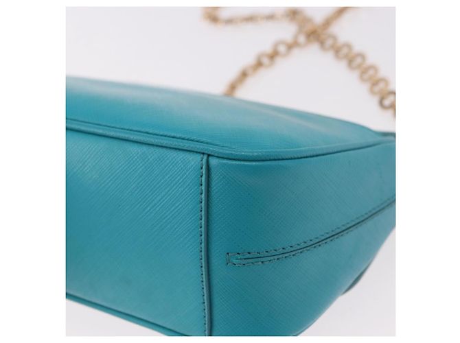 Borsa a tracolla Salvatore Ferragamo Gancini in catena di pelle blu e oro Auth 191493A D'oro Turchese - vista 16