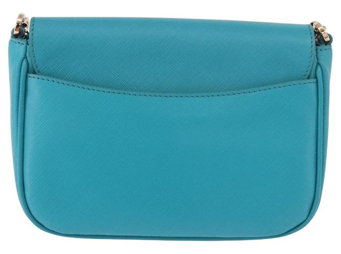 Borsa a tracolla Salvatore Ferragamo Gancini in catena di pelle blu e oro Auth 191493A D'oro Turchese - vista 2