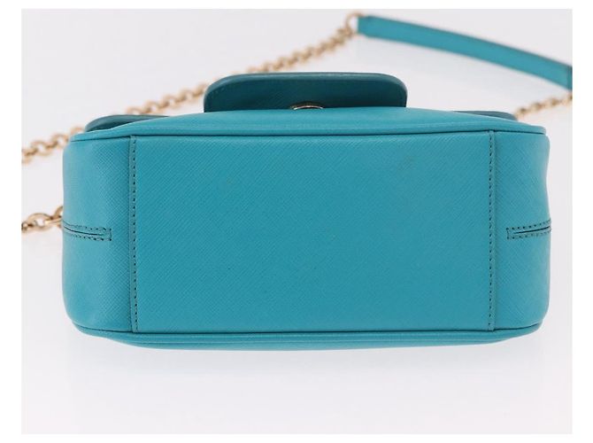 Borsa a tracolla Salvatore Ferragamo Gancini in catena di pelle blu e oro Auth 191493A D'oro Turchese - vista 5