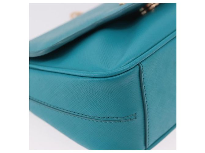 Borsa a tracolla Salvatore Ferragamo Gancini in catena di pelle blu e oro Auth 191493A D'oro Turchese - vista 9