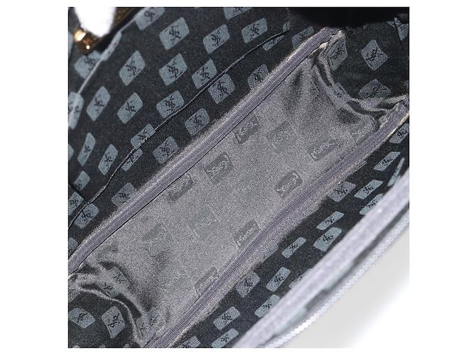 SAINT LAURENT Borsa a Mano Nylon Nero Oro Auth mr2728 D'oro - vista 11