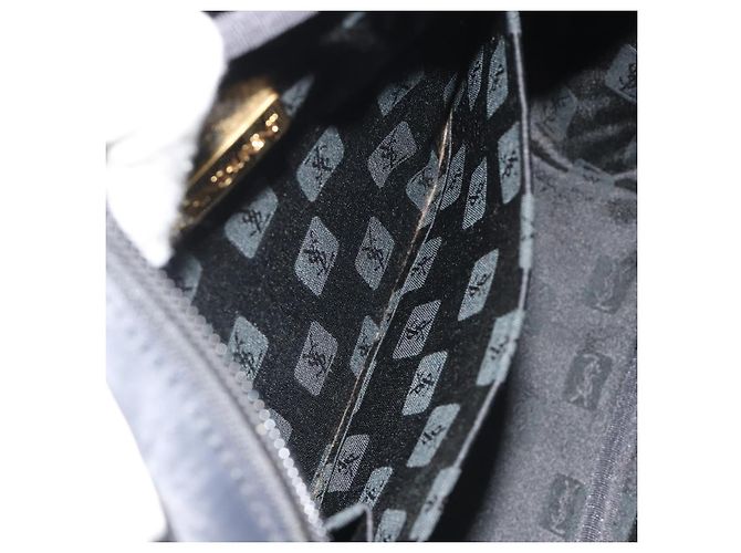 SAINT LAURENT Borsa a Mano Nylon Nero Oro Auth mr2728 D'oro - vista 12