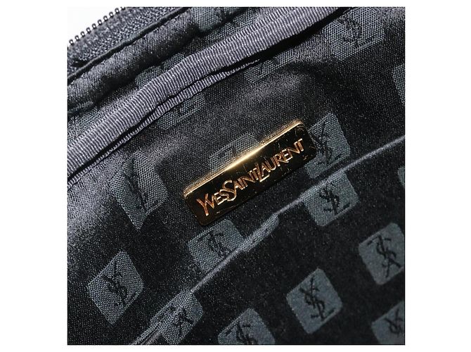 SAINT LAURENT Borsa a Mano Nylon Nero Oro Auth mr2728 D'oro - vista 17