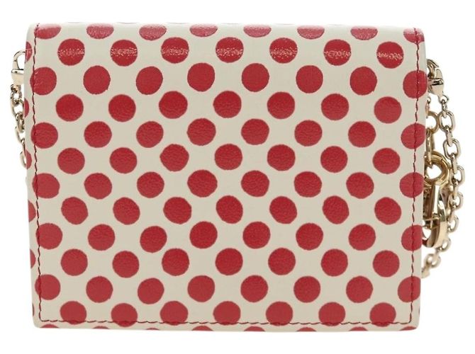 Portafoglio con catena Christian Dior in pelle rosso oro Auth 190495M D'oro - vista 13