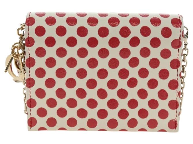 Portafoglio con catena Christian Dior in pelle rosso oro Auth 190495M D'oro - vista 2