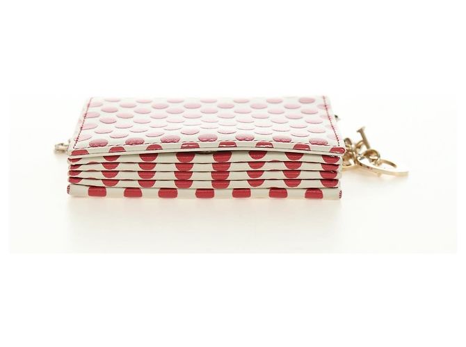 Portafoglio con catena Christian Dior in pelle rosso oro Auth 190495M D'oro - vista 5