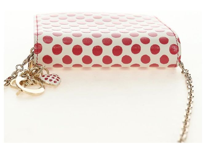 Portafoglio con catena Christian Dior in pelle rosso oro Auth 190495M D'oro - vista 6