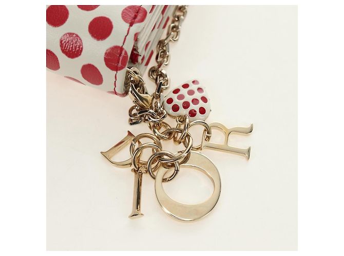 Portafoglio con catena Christian Dior in pelle rosso oro Auth 190495M D'oro - vista 8