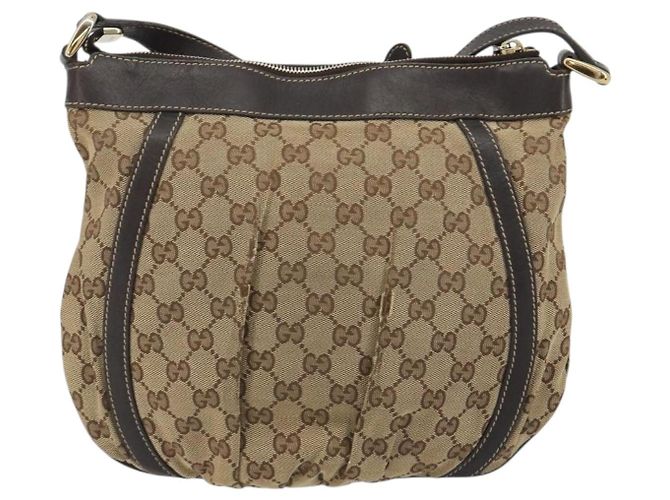 Borsa a Spalla GUCCI GG Canvas Beige Oro 203257 Auth mr2643 D'oro - vista 2