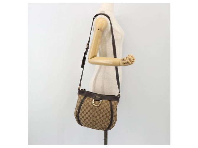 Borsa a Spalla GUCCI GG Canvas Beige Oro 203257 Auth mr2643 D'oro - vista 23
