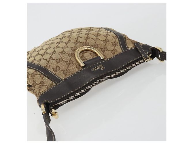 Borsa a Spalla GUCCI GG Canvas Beige Oro 203257 Auth mr2643 D'oro - vista 6