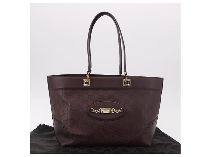 Borsa Tote GUCCI GG Canvas Guccissima in pelle marrone e oro 145993 Auth 191338V - vista 12