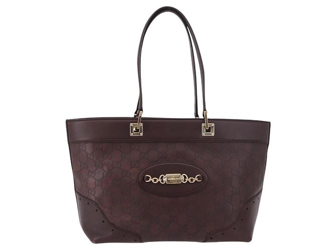 Borsa Tote GUCCI GG Canvas Guccissima in pelle marrone e oro 145993 Auth 191338V - vista 13
