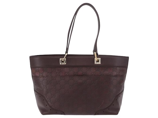 Borsa Tote GUCCI GG Canvas Guccissima in pelle marrone e oro 145993 Auth 191338V - vista 2